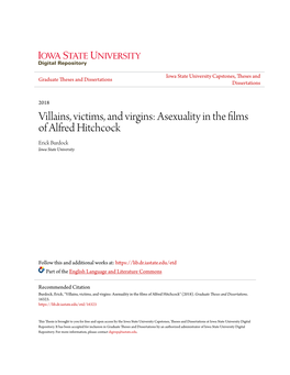 Asexuality in the Films of Alfred Hitchcock Erick Burdock Iowa State University