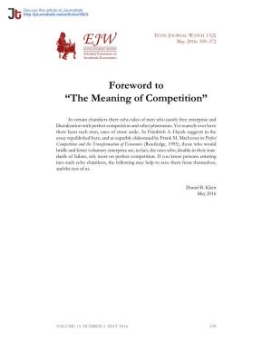 The Meaning of Competition · Econ Journal Watch : Discovery,Reputation,Monopoly