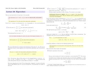 Lecture 28: Eigenvalues Allowing Complex Eigenvalues Is Really a Blessing