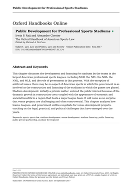 Public Development for Professional Sports Stadiums