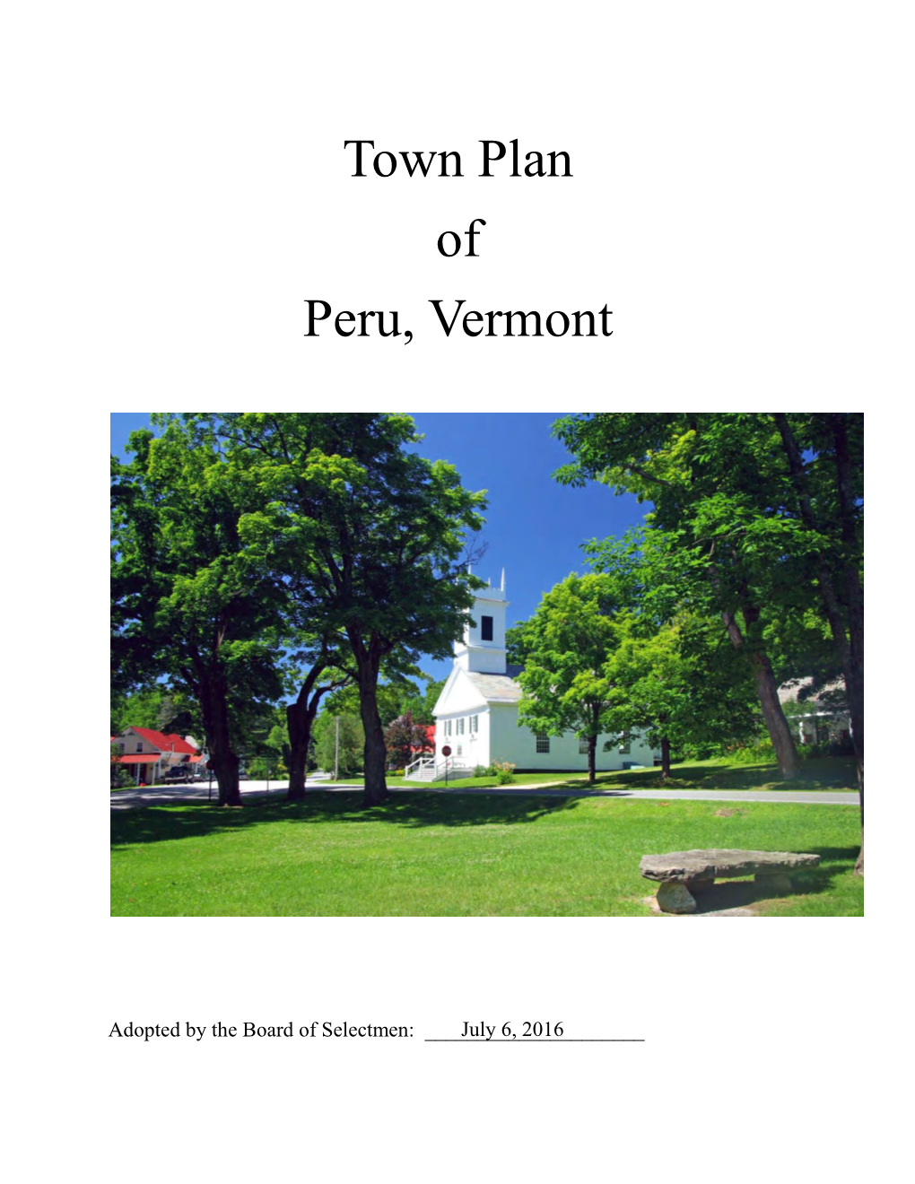 Town Plan of Peru, Vermont