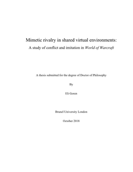 Mimetic Rivalry in Shared Virtual Environments: a Study of Conflict and Imitation in World of Warcraft