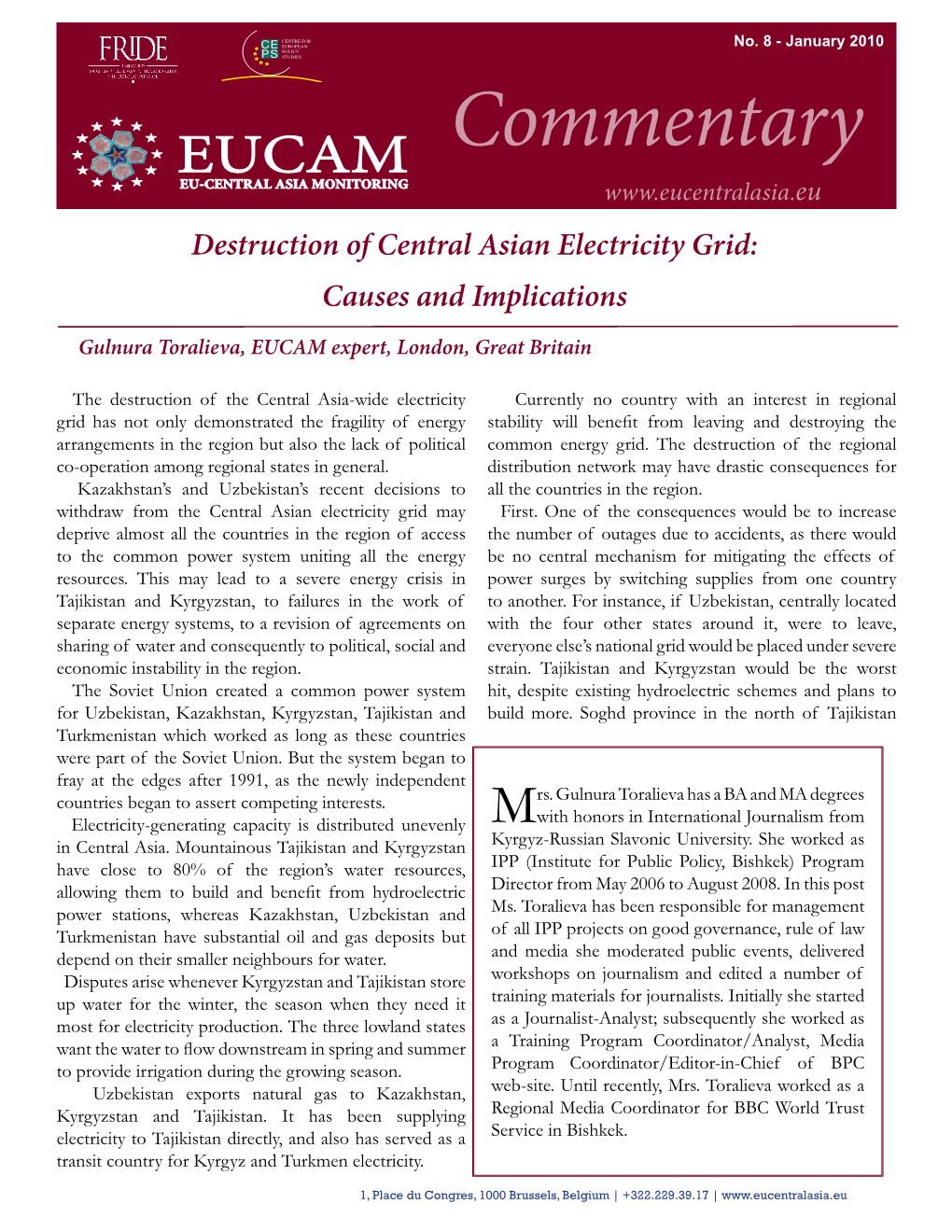 Destruction of Central Asian Electricity Grid: Causes and Implications