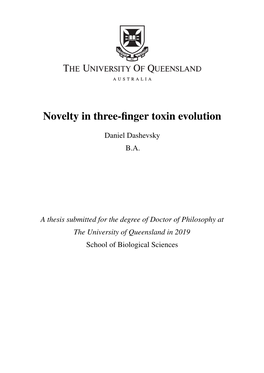 Novelty in Three-Finger Toxin Evolution