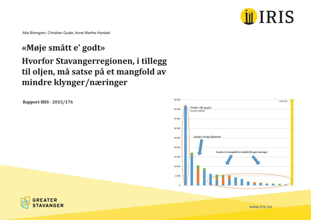 Møje Smått E' Godt» Hvorfor Stavangerregionen, I Tillegg Til Oljen