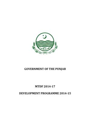 Government of the Punjab Mtdf 2014-17 Development Programme