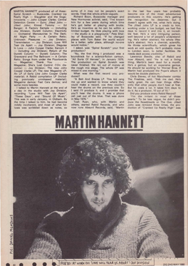 Martin Hannett Interview