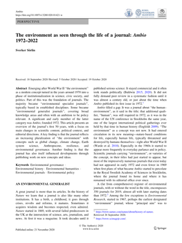 The Environment As Seen Through the Life of a Journal: Ambio 1972–2022