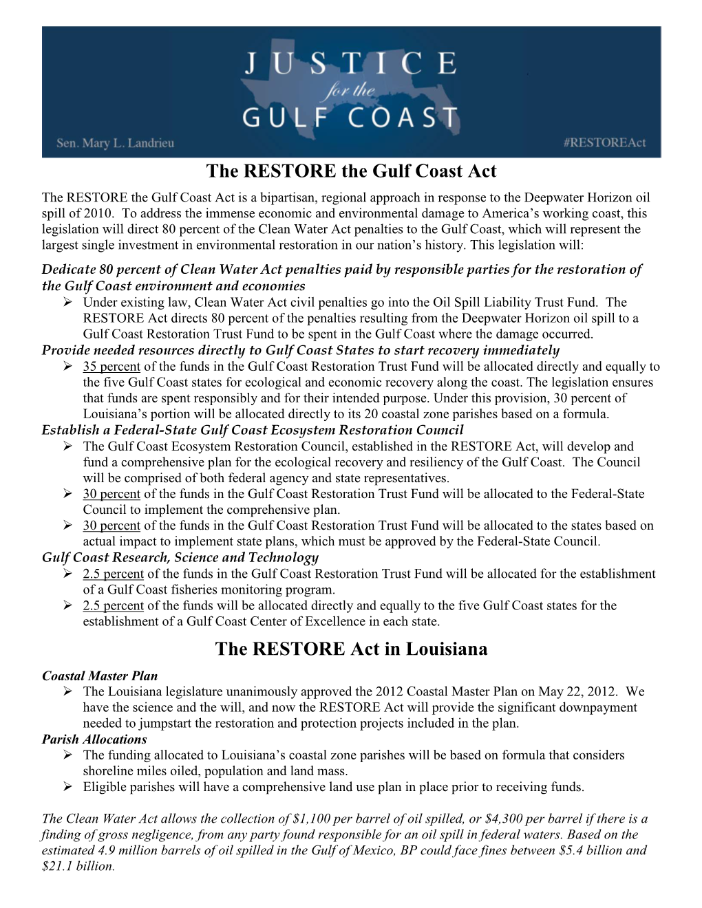 The RESTORE the Gulf Coast Act