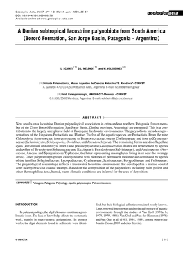 A Danian Subtropical Lacustrine Palynobiota from South America (Bororó Formation, San Jorge Basin, Patagonia - Argentina)