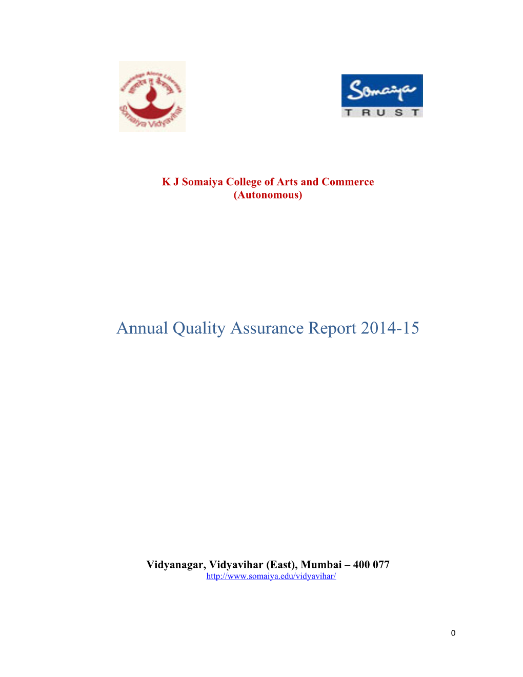 Annual Quality Assurance Report 2014-15