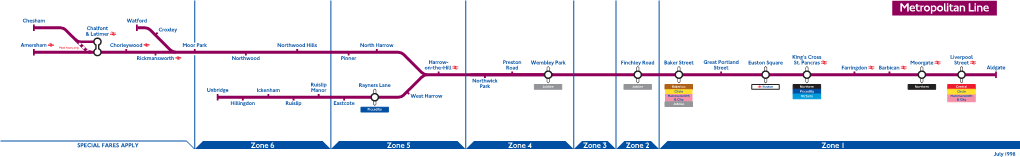 Metropolitan Line Chesham Watford Chalfont Croxley & Latimer Ë Ë Ë Amersham Peak Hours Only Chorleywood Moor Park Northwood Hills North Harrow