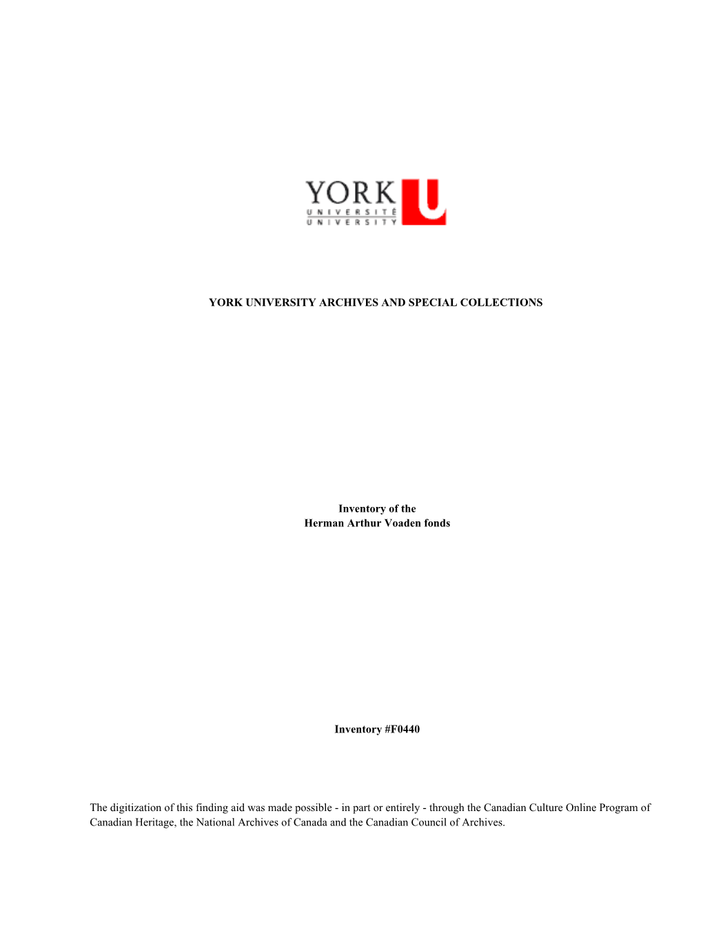 York University Archives and Special Collections