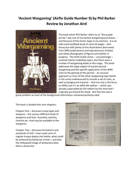 'Ancient Wargaming' (Airfix Guide Number 9) by Phil Barker Review