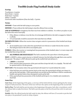 Twelfth Grade Flag Football Study Guide