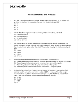 Financial Markets and Products Sectional Test 1