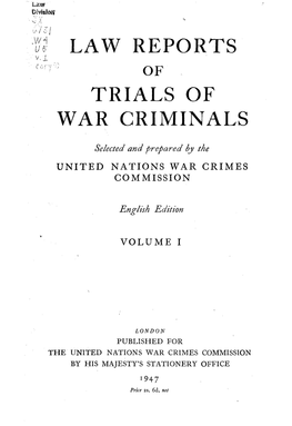 Law Reports of Trials of War Criminals