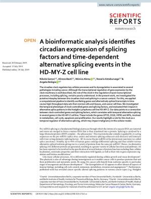 A Bioinformatic Analysis Identifies Circadian Expression of Splicing Factors and Time-Dependent Alternative Splicing Events in T