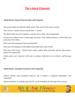 The S-Block Elements