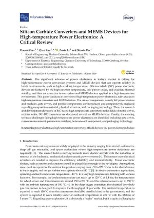 Silicon Carbide Converters and MEMS Devices for High-Temperature Power Electronics: a Critical Review