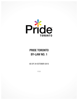 Pride Toronto By-Law No. 1