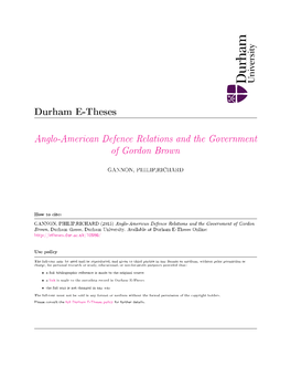 Anglo-American Defence Relations & the Government of Gordon Brown