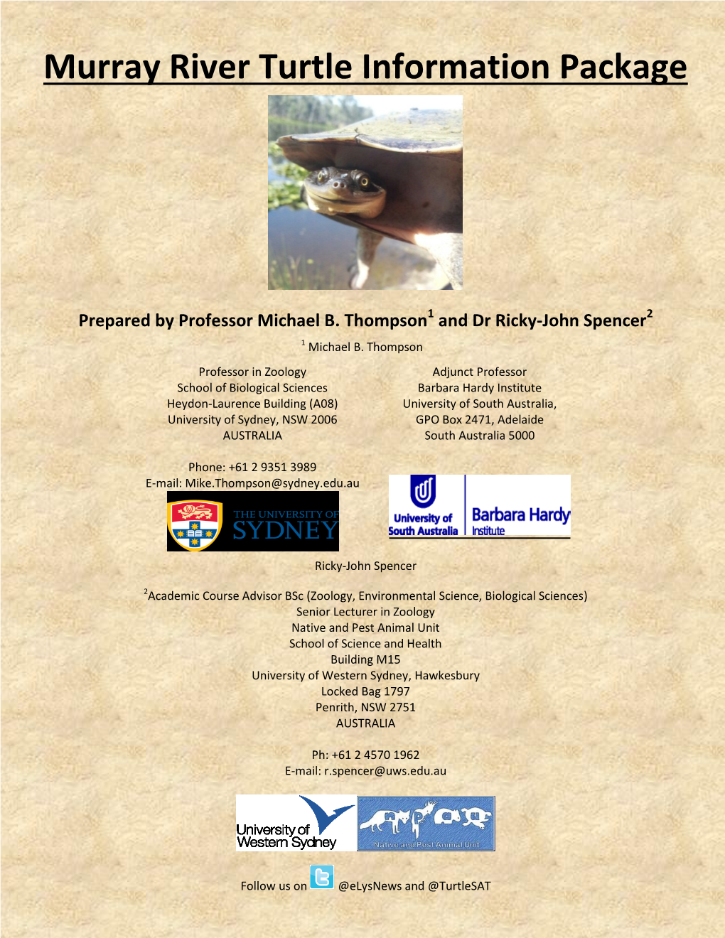 Murray River Turtle Information Package