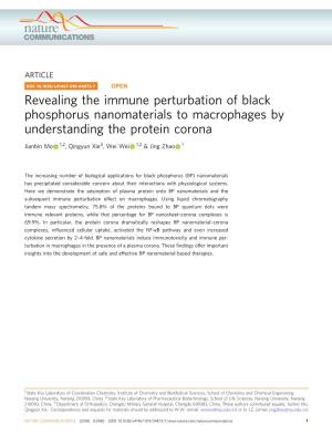 Revealing the Immune Perturbation of Black Phosphorus Nanomaterials to Macrophages by Understanding the Protein Corona