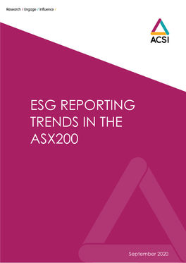Esg Reporting Trends in the Asx200