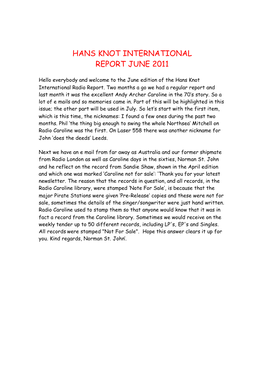 Hans Knot International Report June 2011