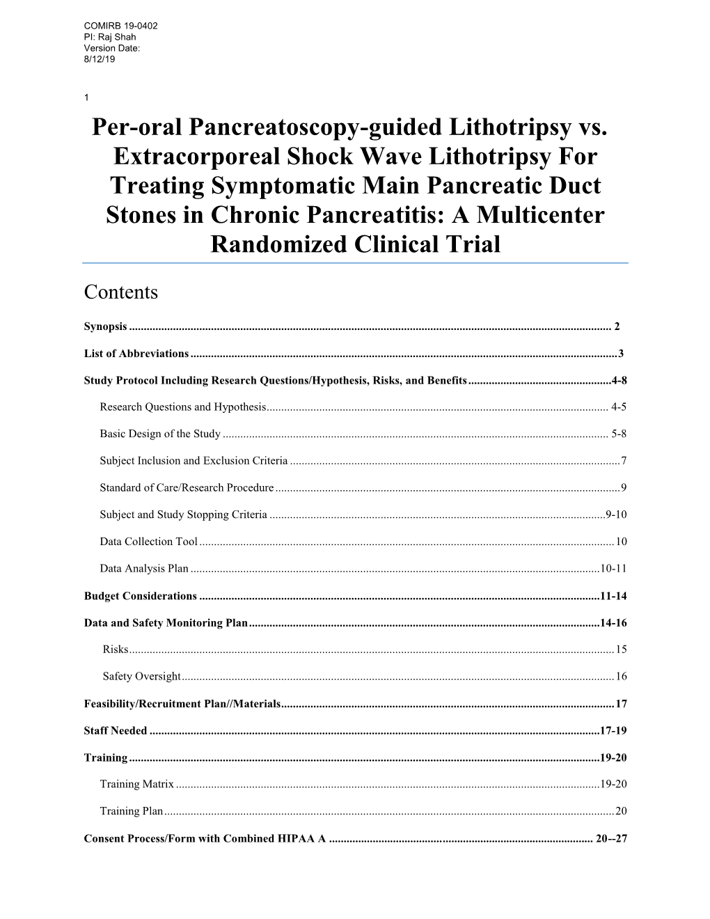 Study Protocol, Statistical Analysis Plan, and Informed