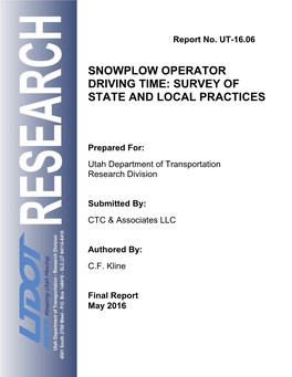 Snowplow Operator Driving Time: Survey of State and Local Practices