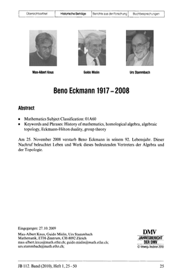 Beno Eckmann 1917- 2008