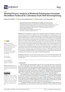 Detailed Process Analysis of Biobased Polybutylene Succinate Microﬁbers Produced by Laboratory-Scale Melt Electrospinning
