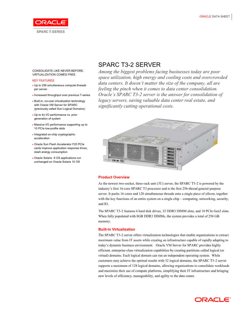 SPARC T3-2 Server Data Sheet