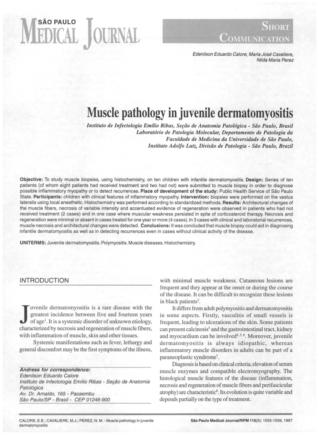 Muscle Pathology in Juvenile Dermatomyositis