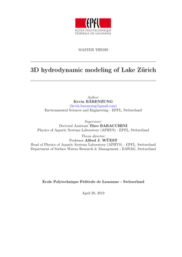 3D Hydrodynamic Modeling of Lake Zürich