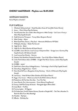 Playlists Vom 18.09.2020 MORGAN NAGOYA FLIP CAPELLA