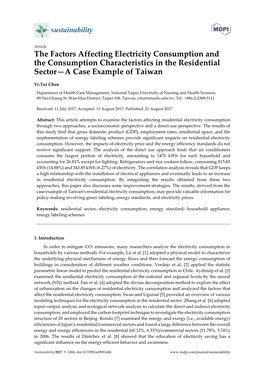 The Factors Affecting Electricity Consumption and the Consumption Characteristics in the Residential Sector—A Case Example of Taiwan