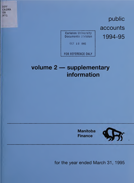 Manitoba Public Accounts, 1994-95. Vol. 2 Supplementary Information