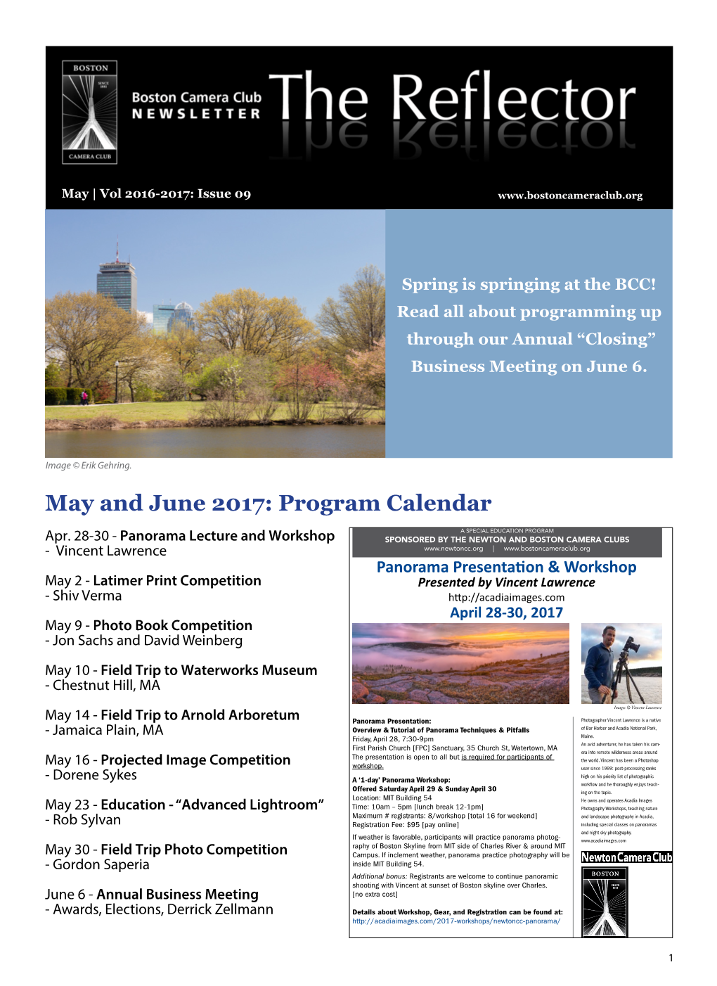 May and June 2017: Program Calendar