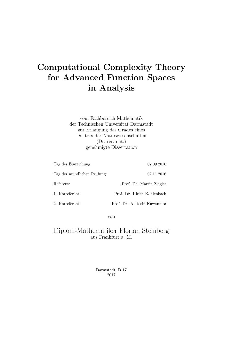 Computational Complexity Theory for Advanced Function Spaces in Analysis