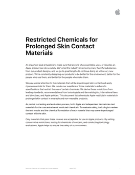 Restricted Chemicals for Prolonged Skin Contact Materials