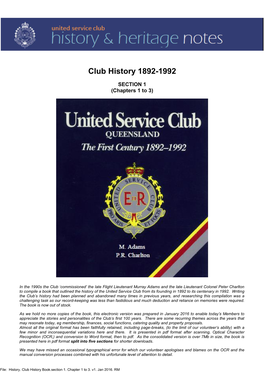 Club History 1892-1992