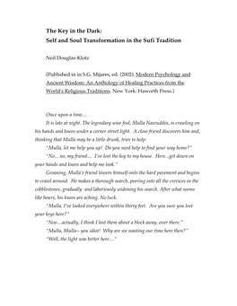The Key in the Dark: Self and Soul Transformation in the Sufi Tradition