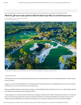 Which SC Golf Course Makes Pitch for 2025 Presidents Cup? Hint: It's Not the Ocean Course | Sports | Postandcourier.Com