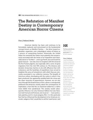 The Refutation of Manifest Destiny in Contemporary American Horror Cinema