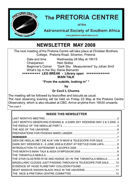 May 2008 Newsletter Page 1