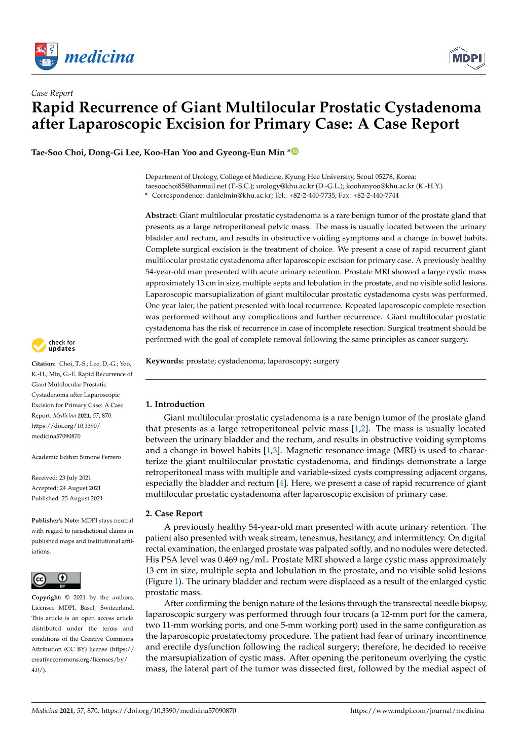 Rapid Recurrence of Giant Multilocular Prostatic Cystadenoma After Laparoscopic Excision for Primary Case: a Case Report