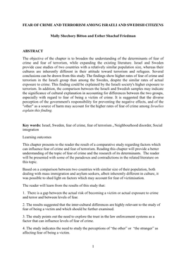 Fear of Crime and Terrorism Among Israeli and Swedish Citizens